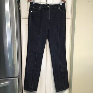 Escada Blue/Black Midrise Straight Leg Jeans